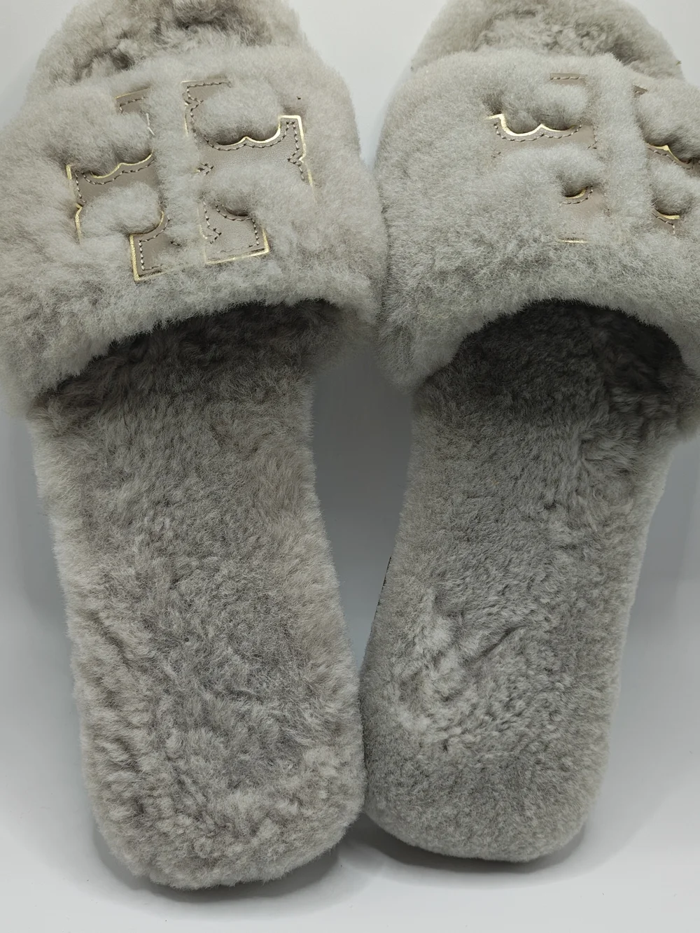 Tory Burch -Fur Slide Slippers in Light Gray Size 8 - Picture 5 of 7